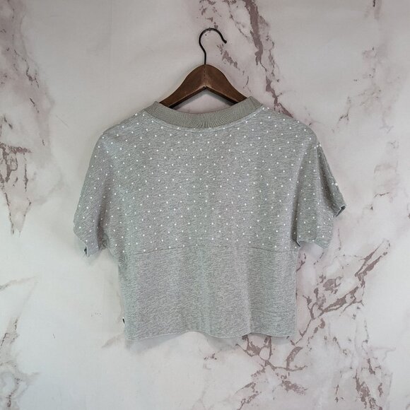 Nike T Shirt Women Small Gray Crop Tee Crop Polka Dot Yellow Short Sleeve 930539 - Picture 7 of 12